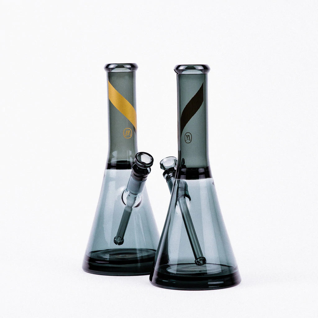 Marley Natural Smoked Glass Water Pipe with Gold Stripe Decal