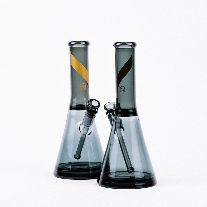 Marley Natural Smoked Glass Water Pipe with Gold Stripe Decal
