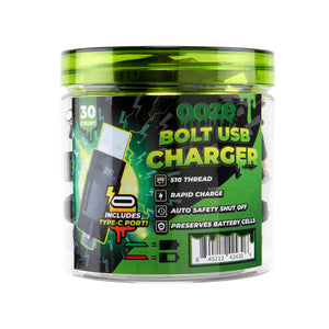 Ooze Bolt USB Charger 30ct Tub - Black - Coming Soon!