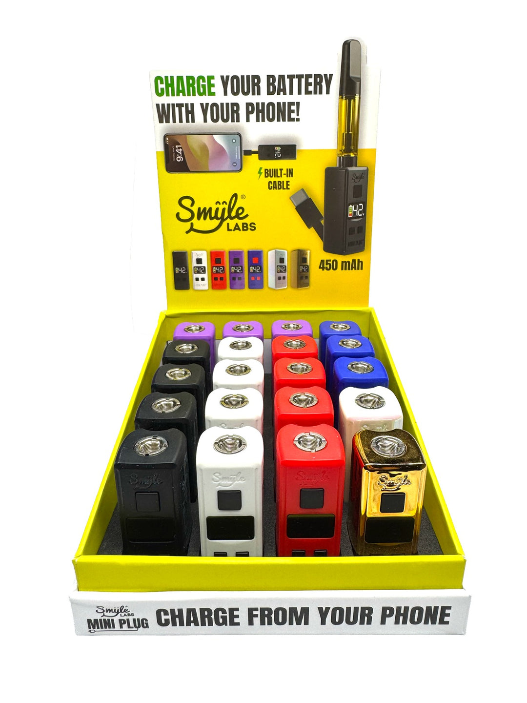 Smyle Mini Plug 510 Cart Battery w/ Built in USB-C Cable - POP of 20