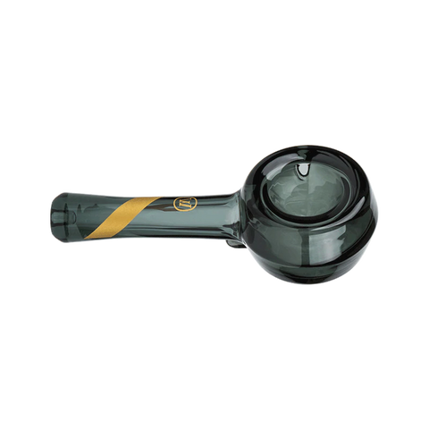 Marley Smoked Glass Spoon Pipe with Gold Stripe Decal