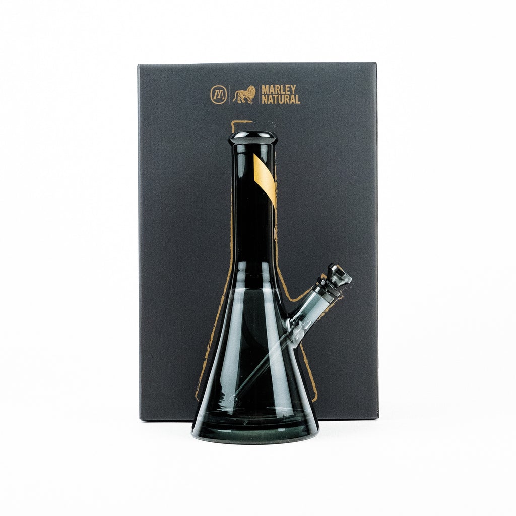 Marley Natural Smoked Glass Water Pipe with Gold Stripe Decal