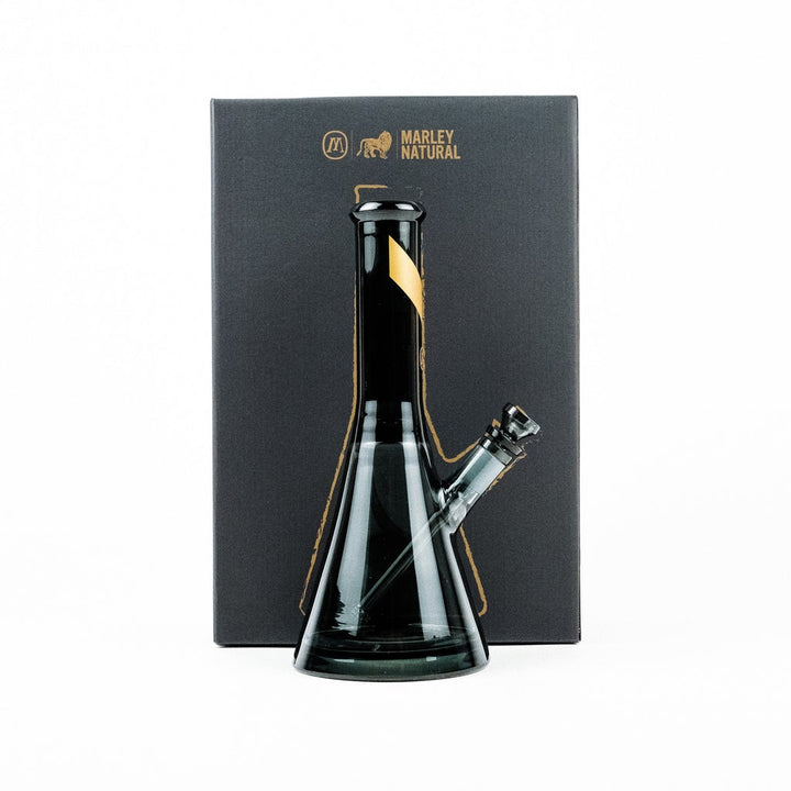 Marley Natural Smoked Glass Water Pipe with Gold Stripe Decal