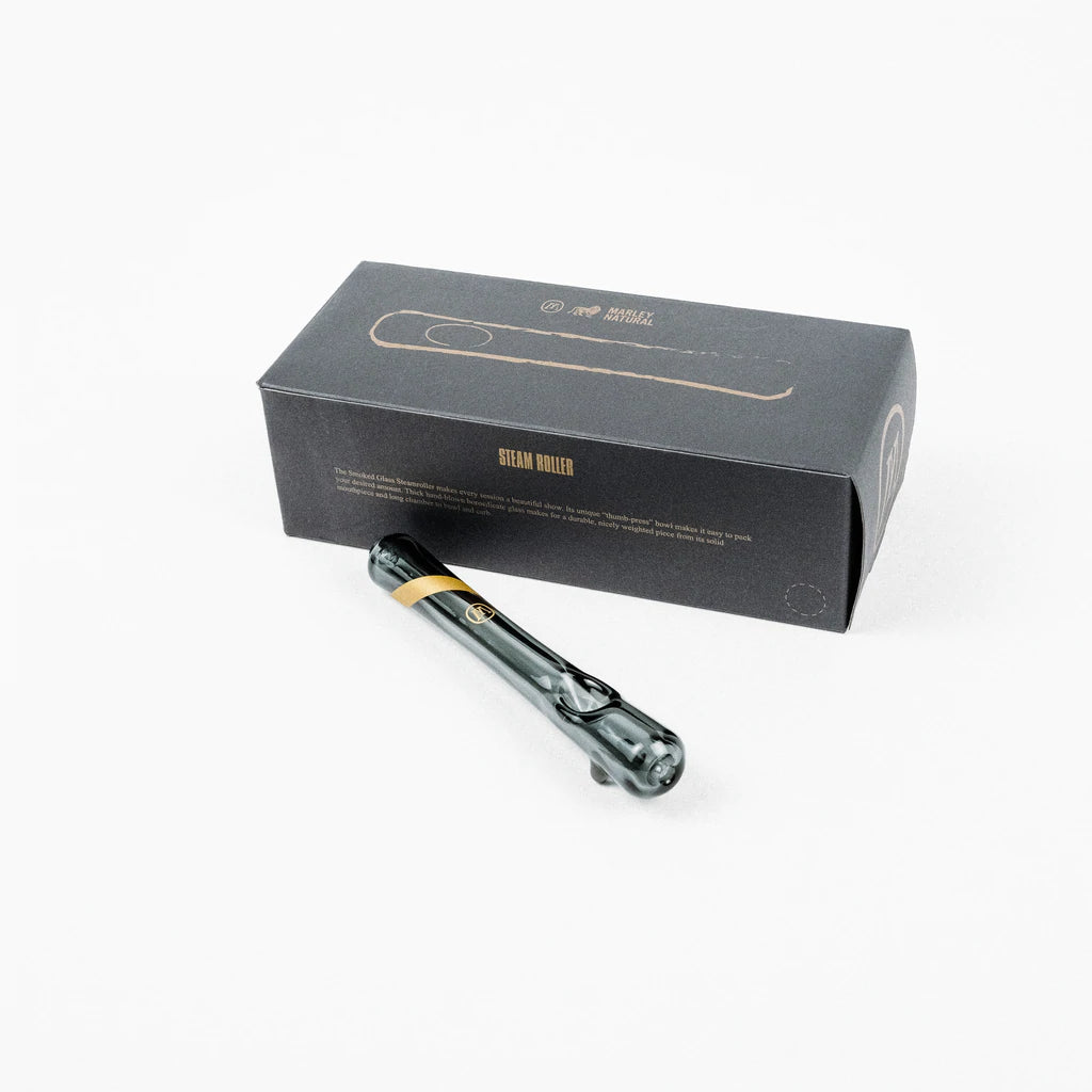 Marley Smoked Glass Steamroller with Gold Stripe Decal